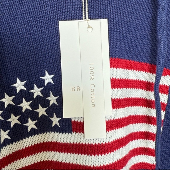 NWT! BRIT.NY Women's American Flag 1X Blue Pullover Sweater Hoodie Long Sleeve - Picture 6 of 10